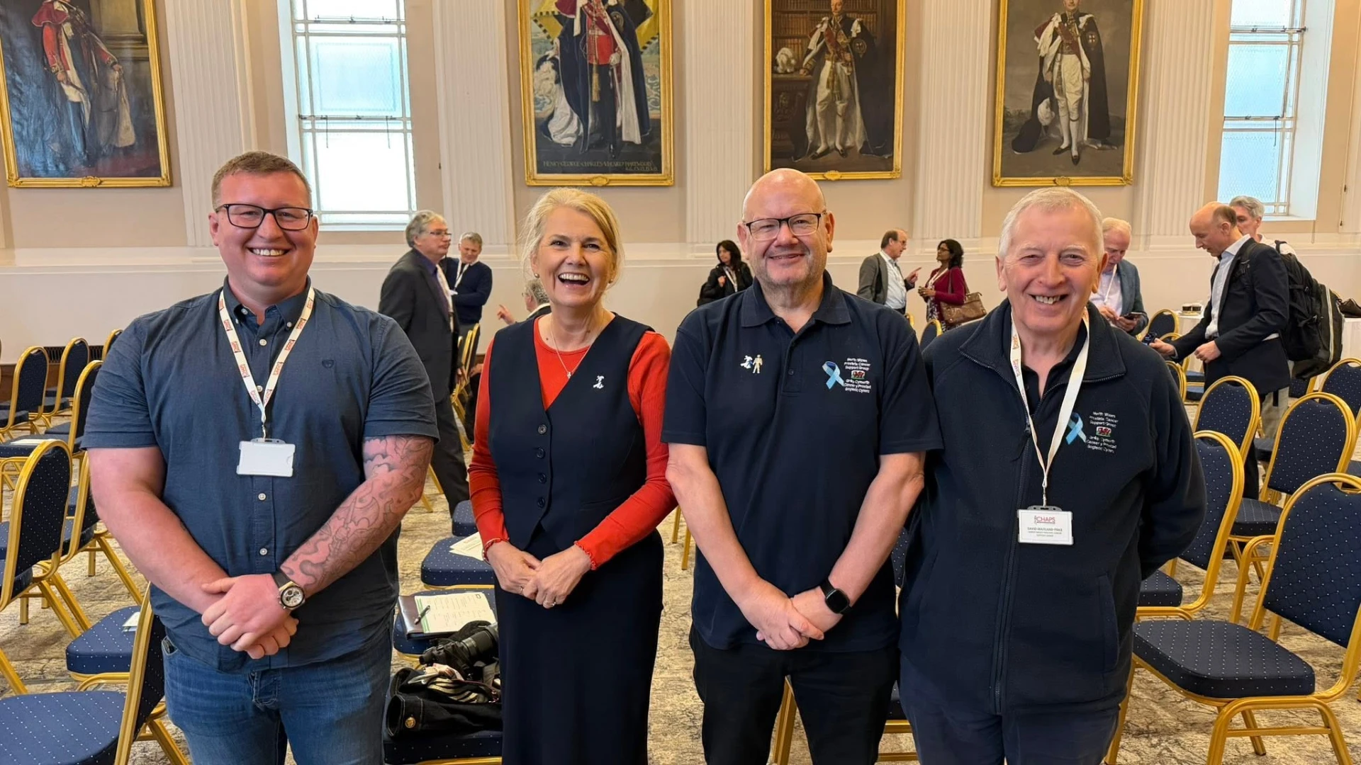 Volunteers from the North Wales Prostate Cancer Support Group at the Senedd in Cardiff