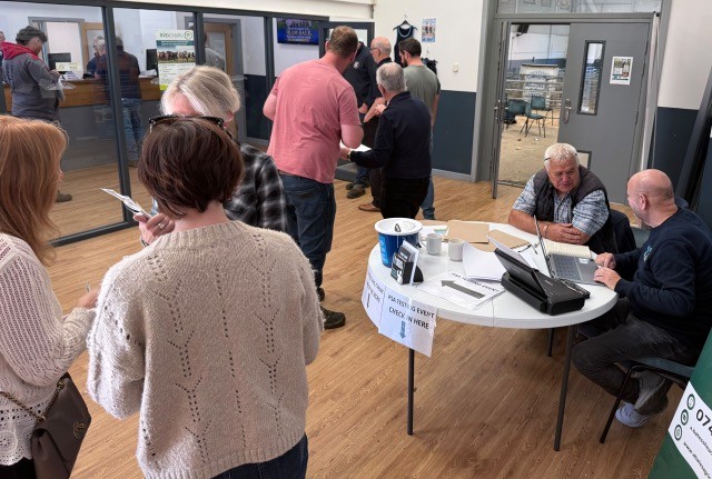 Farmers checking in at Ruthin Farmers Auction